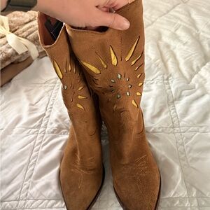Brown Suede Western Boots